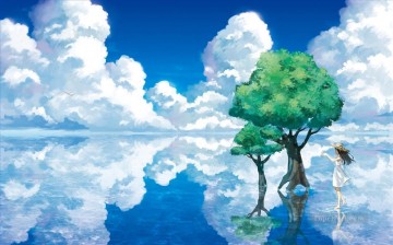 arbre dans le ciel fantaisie Peinture à l'huile